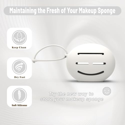 Silicone Makeup Sponge Holder Breathable Travel Beauty Blender Case White