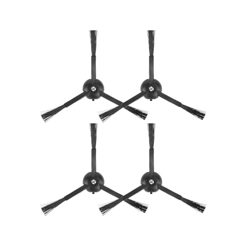 4-Pack 3-Armed Black Side Brushes Replacement for Roborock Robot Vacuums
