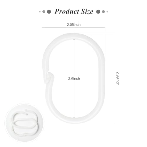 C-Shaped Shower Curtain Hooks - 10 Pack White Buckle Rings