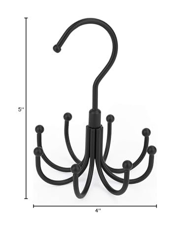 PODATOL Rotating Belt Hanger - 24 Slot Metal Closet Organizer, Black