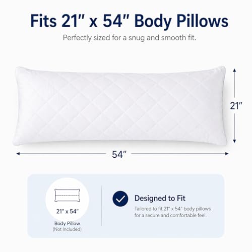 Cooling Diamond Quilted Body Pillow Cover 21"x54" with Zipper - Soft & Breathable