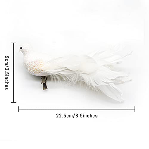 Christmas Bird Decorations Set – White Birds for Holiday Tree, Wreath & Wreaths, 2 pcs