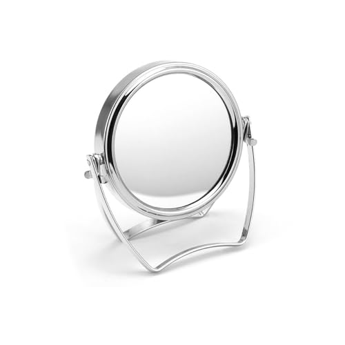 WMugthome 4-Inch Portable Makeup Mirror, 1X/3X Magnification Silver Desk Mirror