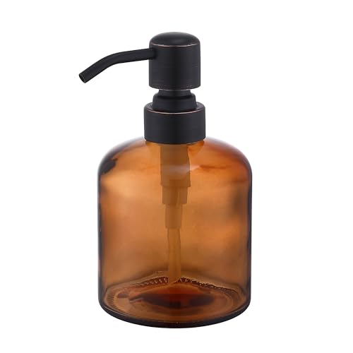 Oil Rubbed Bronze Glass Soap Dispenser - 11 Oz Refillable Pump