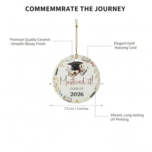 2026 Graduation Ornament - Ceramic Keepsake Gift with Box
