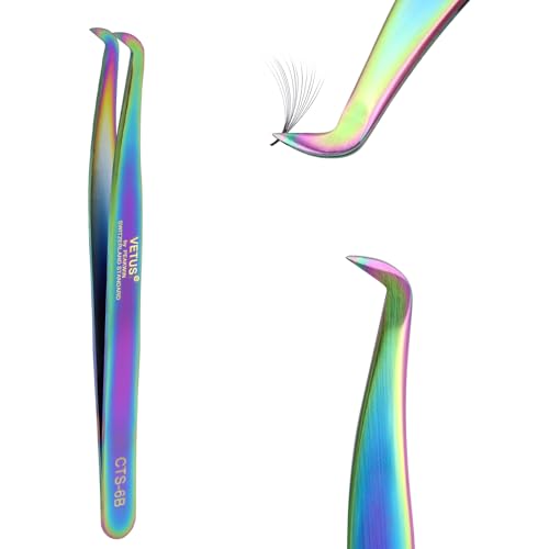 EMEDA L Curved Eyelash Extension Tweezers with Fiber Tip Stainless Steel