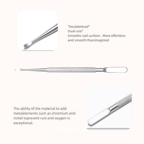 Dual Sided Stainless Steel Cuticle Pusher and Spoon Nail Cleaner 2-Pack