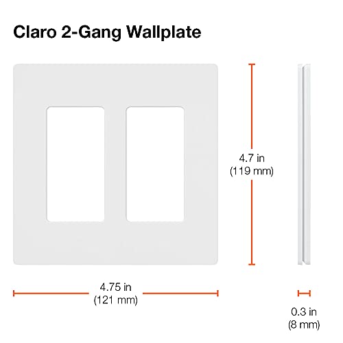 Lutron Claro 2-Gang Screwless Wallplate for Decorator Switches, Light Almond
