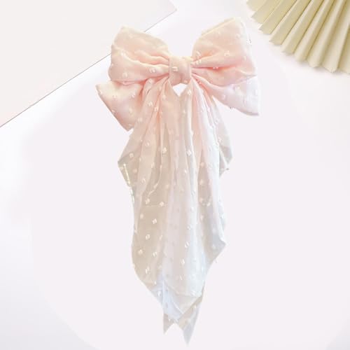 Large Pink Satin Hair Bow - 8 Inch Oversized French Hair Clip