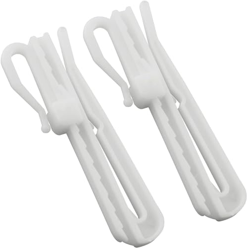 20 Adjustable Plastic Curtain Hooks for Pleater Tape - 7cm White