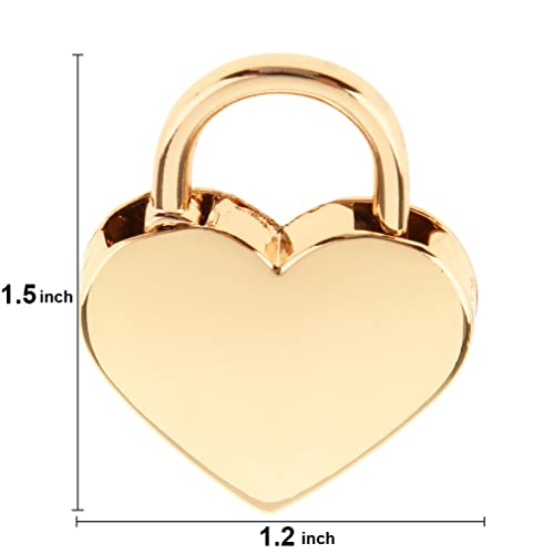 Warmtree Heart Shaped Gold Padlocks with Keys - 2 Piece Set for Diaries