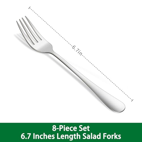 Dehov Silver112 8-Piece 6.7 Inch Stainless Steel Salad & Dessert Forks Set
