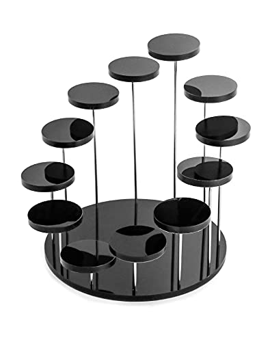 QWORK 12-Tier Round Acrylic Display Riser Stand - Black Jewelry Organizer