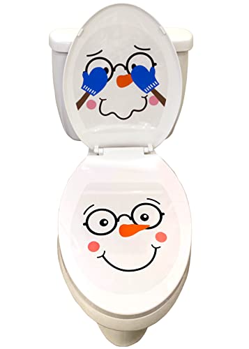 Funny Snowman Toilet Seat Cling Decoration Set - 2 Pieces