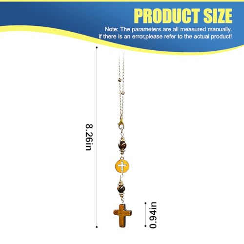Craedli Tiger Eye Crystal Cross Car Mirror Hanging Charm Boho Auto Decor