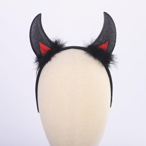 Sither Red and Black Devil Horns Headband for Halloween Party Costume