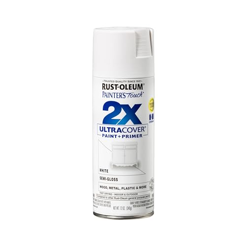Rust-Oleum Painter's Touch 2X Ultra Cover Spray Paint, Semi-Gloss White, 12oz