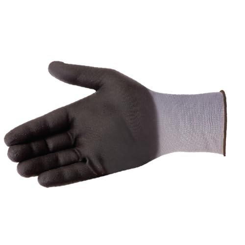 Liberty F4600 G-Grip Micro-Foam Nitrile Palm Coated Seamless Gloves with 15-Gauge Nylon Shell | Ideal for Automotive, Manufacturing, General Purpose | Gray/Black, Large (Pack of 12)