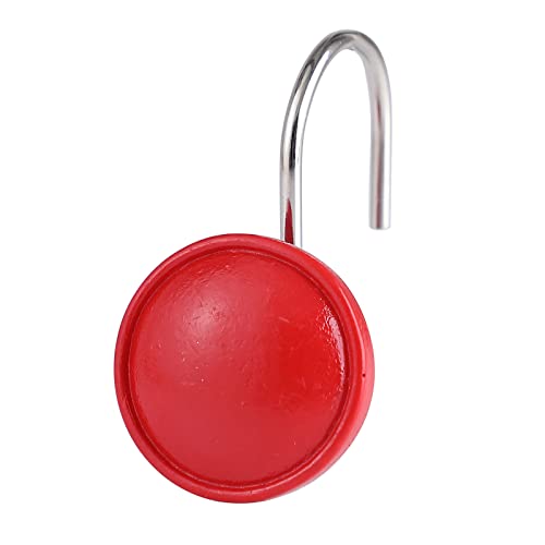 Twofishes Red Round Shower Curtain Hooks - Decorative Resin Set of 12
