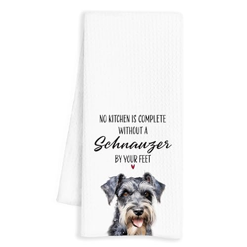 Funny Schnauzer Kitchen Towel - 16x24 Inch Microfiber Gift for Dog Moms