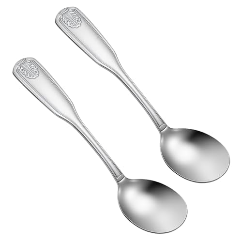2-Piece Stainless Steel Soup Spoons - 6.4-Inch Dishwasher Safe