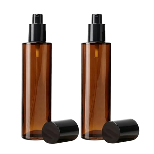 VASANA 2PCS 120ml Amber Glass Lotion Pump Bottles - Refillable