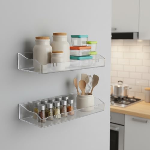 Clear Acrylic Floating Bathroom Shelves - 2pcs Durable Organizer