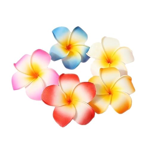 5-Piece Hawaiian Plumeria Flower Hair Clips Tropical Beach Accessories