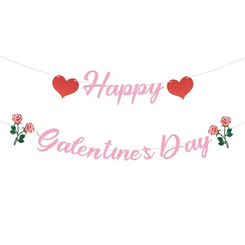 Happy Valentine's Day Banner with Roses & Hearts - 18 Flags