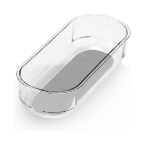 Madesmart Clear Storage Bin 8 x 3 Inches Grey - Multi-Purpose Drawer Organizer