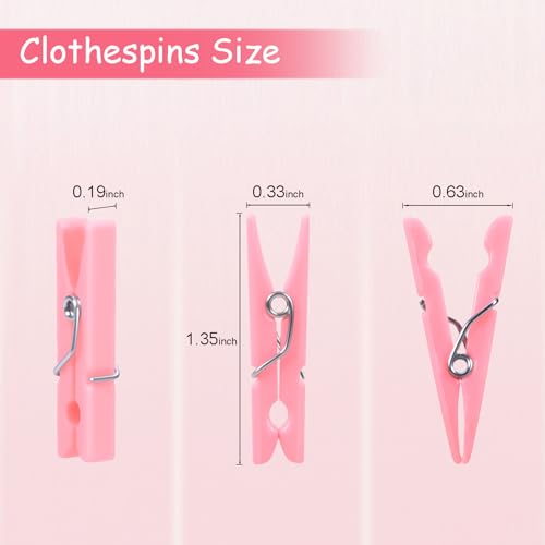 100PCS Pink Mini Clothes Pins - Tiny Clips for Crafts & Photos