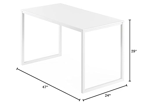Zinus Jennifer 47 Inch White Frame Desk, Computer Workstation, Office Desk, Easy Assembly, White