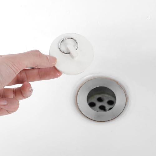 Bremorou 2 Pack Rubber Sink Stopper Plugs - White Drain Covers