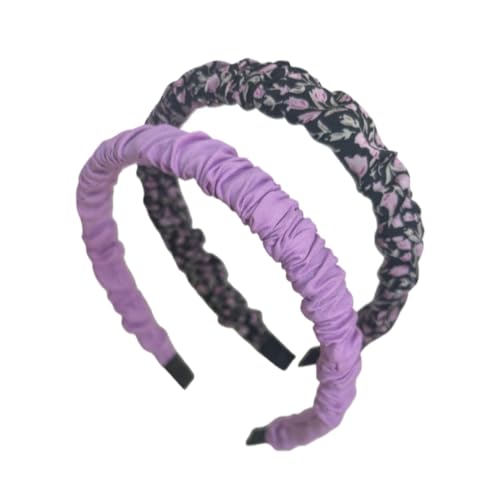 Satin Ruched Headband Set for Women and Girls, Colorful Floral Hair Hoops