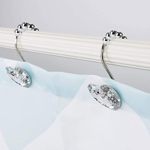 Actpe Decorative Crystal Heart Shower Curtain Hooks, Rust-Proof Set of 12