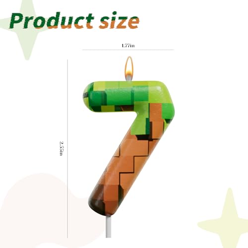 Pixel Art Number Candle - 2.7 Inch Video Game Cake Topper