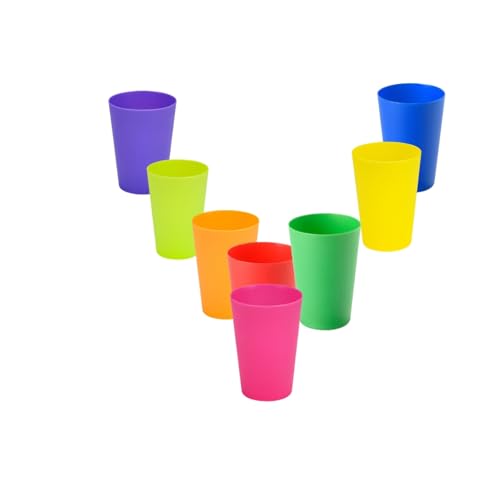 Set of 8 Mini Reusable Plastic Cups - Colorful Stackable Tumblers for Parties & Outdoor Use