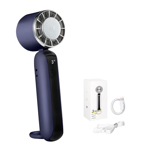 QYUOEY Blue Handheld Mini Portable Fan with Ice Cooling, USB Rechargeable, Up to 13H Runtime