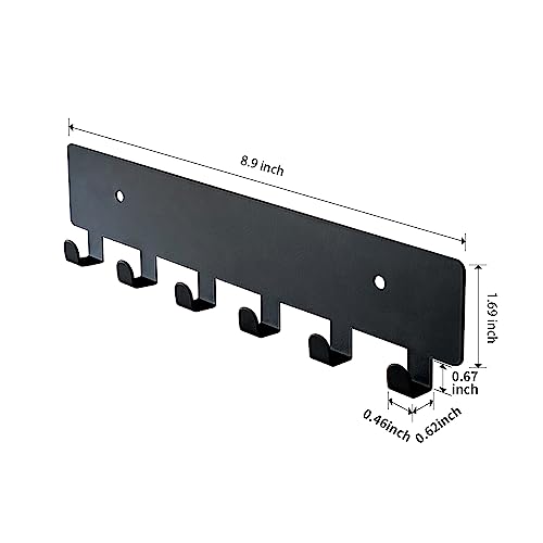 GTK Wall Mounted Key Holder with 6 Hooks - Matte Black Key Rack