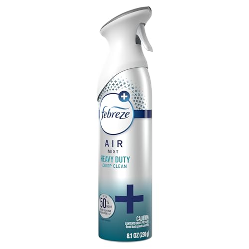 Febreze Air Mist, Air Freshener Spray, Odor Fighting Room Spray, Deodorizer for Home Bathroom Kitchen Office Apartment Dorm Room Classroom, Heavy Duty Crisp Clean Scent, 8.1oz, (Pack of 6)