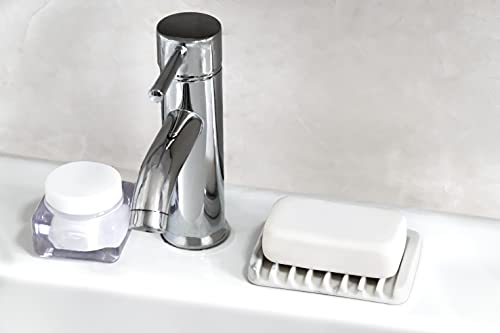 White Ceramic Soap Dish with Drainage for Shower & Sink