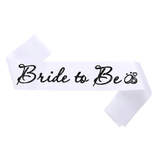 Bride to Be Satin Sash with Black Glitter Letters for Bachelorette Party