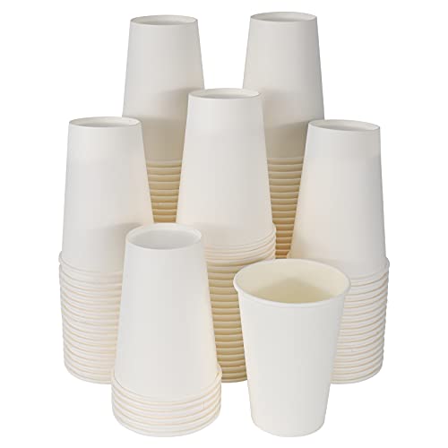 50 Pack 12 Oz Disposable Coffee Cups for Hot & Cold Drinks - Leak-Proof Paper Cups