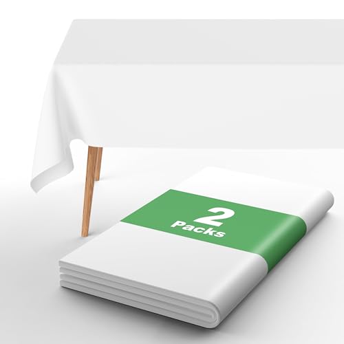 URMONA Waterproof Disposable Plastic Tablecloths - 2 Pack, 54" x 108"