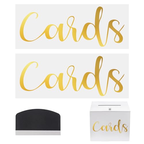 Gold Cards Sticker Set for Wedding Gift Boxes - 7.48 Inch (2 Pcs)