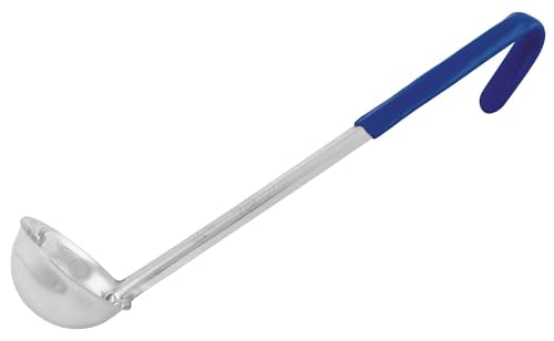 Winco 2 oz One-Piece Stainless Steel Ladle - Blue Handle Portion Control