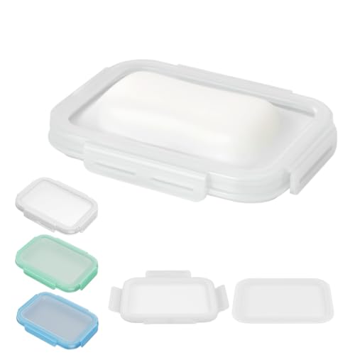 Ultra-Slim Leakproof Soap Case with Airtight Seal - Portable for Travel, Gym & Camping (White)