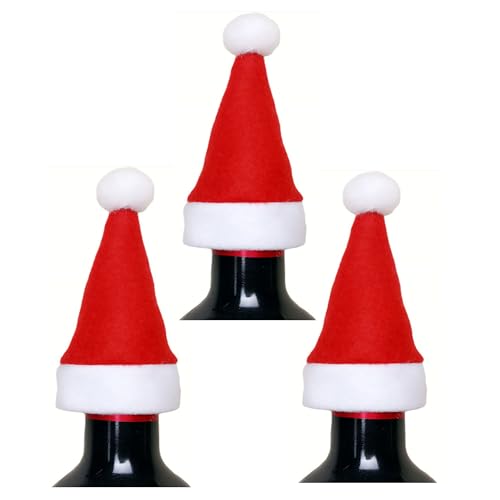10 Pcs Mini Santa Claus Hats for Christmas Wine Bottles and Crafts