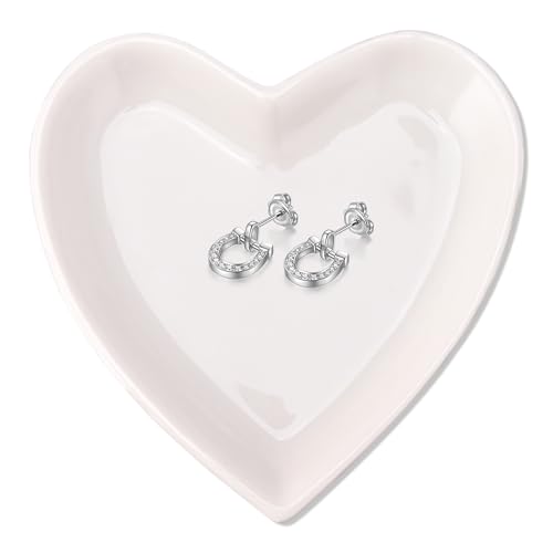 Heart-Shaped White Jewelry Dish - Elegant Ceramic Trinket Tray for Rings, Earrings, and Necklaces