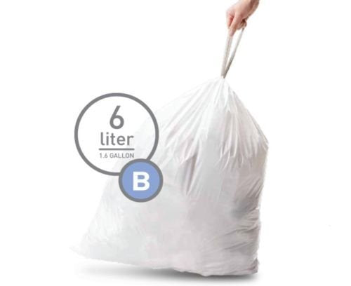 Simplehuman 6L Trash Can Liners - Pack of 30 Custom Fit Bags